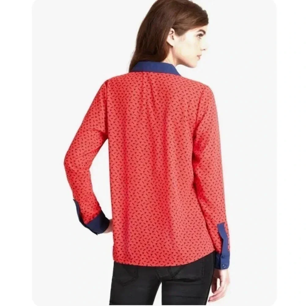 Free People Red Horse Print Blouse Size XS